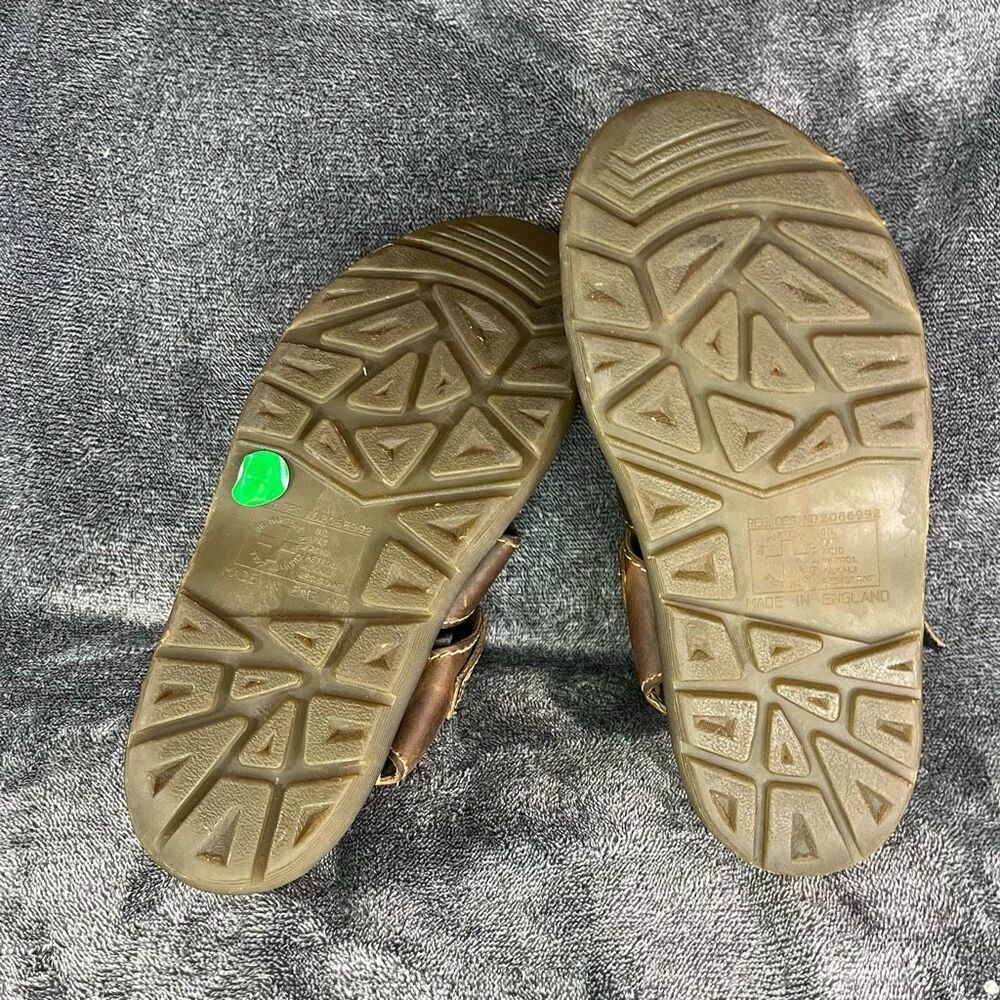 90s Y2K Vintage Brown Chunky Grunge Leather Dr. Martens Sandals Shoes - Made in - Picture 7 of 8
